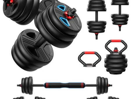 4-in-1 Adjustable Weight Set, 45 lb (Dumbbells, Kettlebell, Barbell, Push-Up Stand)