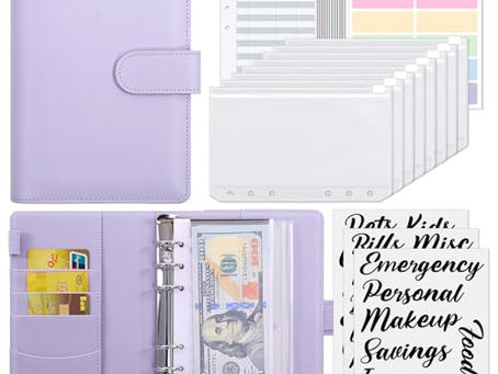 Budget Binder with Zipper Cash Envelopes & Expense Sheets