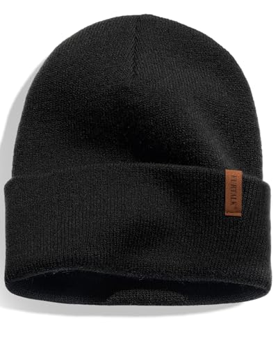 Thick Cuffed Knit Beanie (Unisex, Black)