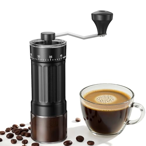 Mini manual coffee grinder with 40 settings