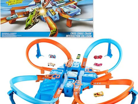 Hot Wheels Criss Cross Crash Track Set (Motorized Booster)