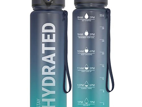 32 oz Time-Marker Water Bottle, Leakproof Wide Mouth