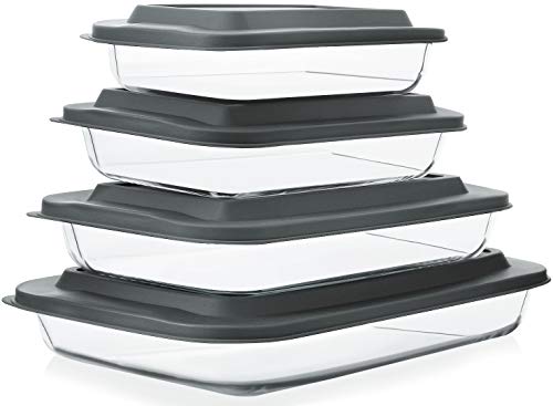Deep glass baking dishes with lids