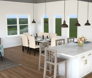 Photorealistic interior living space rendering for a Montana home
