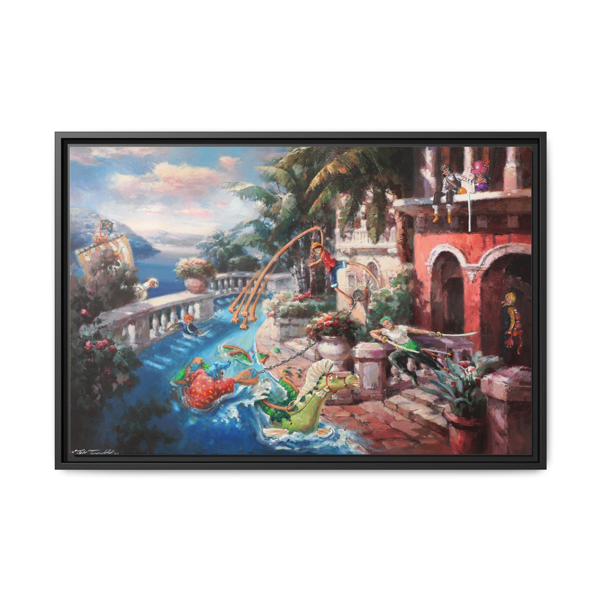 "Pool Party" - Matte Canvas, Black Frame