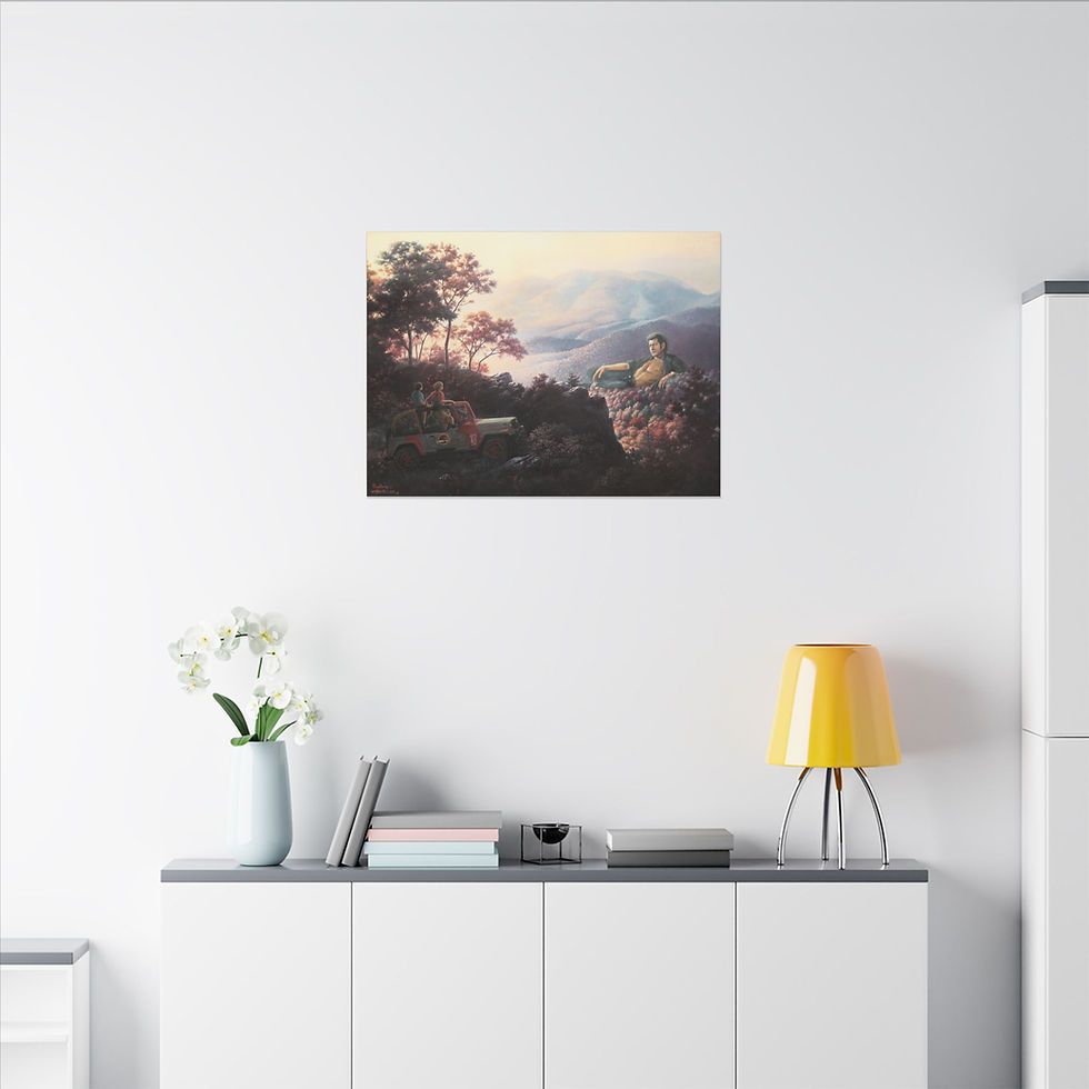Thumbnail: "Jeffrassic Park" - Matte Canvas, Stretched, Wood-Mounted