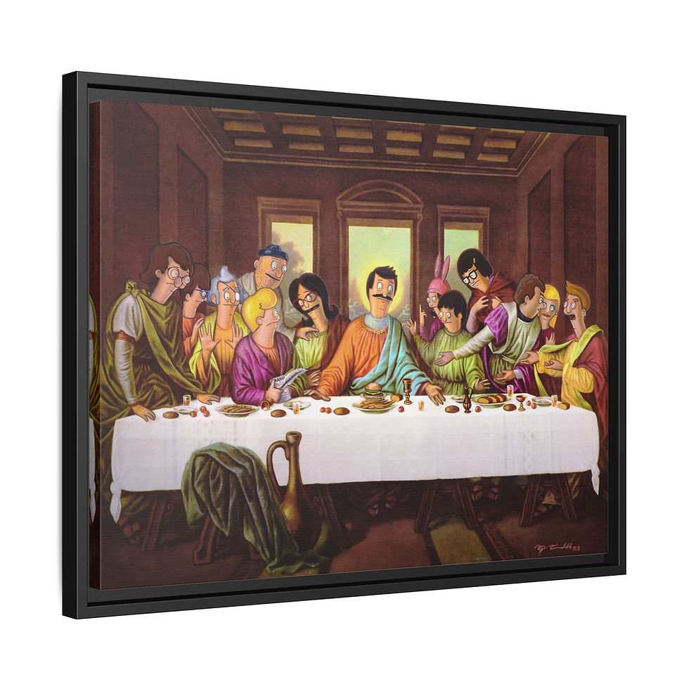 Thumbnail: "The First Burger" - Matte Canvas, Black Frame