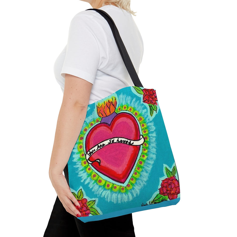 Thumbnail: You Are So Loved Heart Love Corazon Tote Bag (AOP)