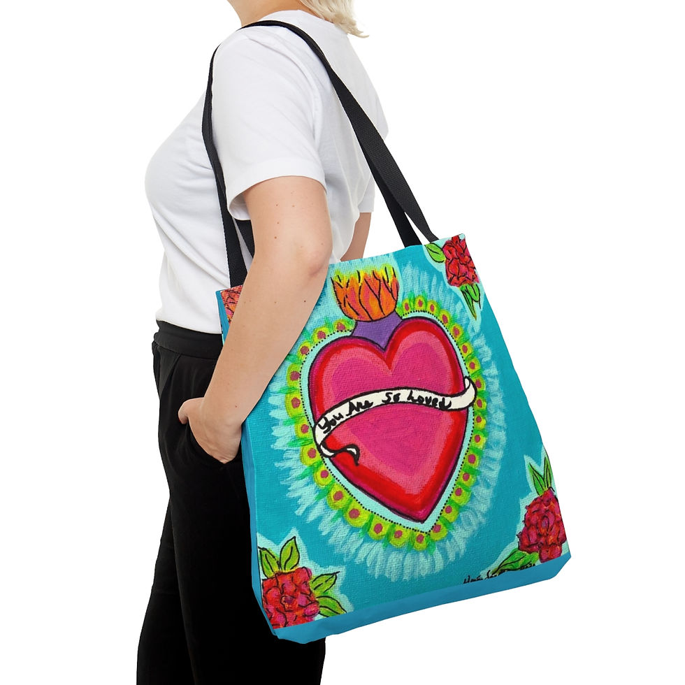 Thumbnail: You Are So Loved Heart Love Corazon Tote Bag (AOP)
