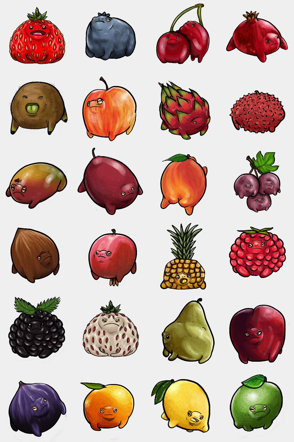 FruGgies™ – Frog-Inspired Fruit Sticker Pack