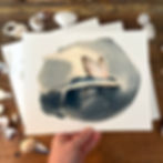 Print of the Moss and Trove Watercolor Painting of Flying Fish