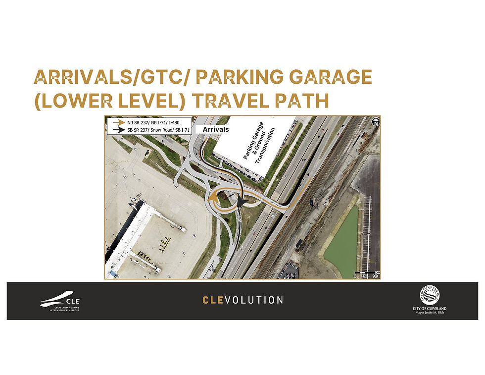 The lower level travel path out of the airport.