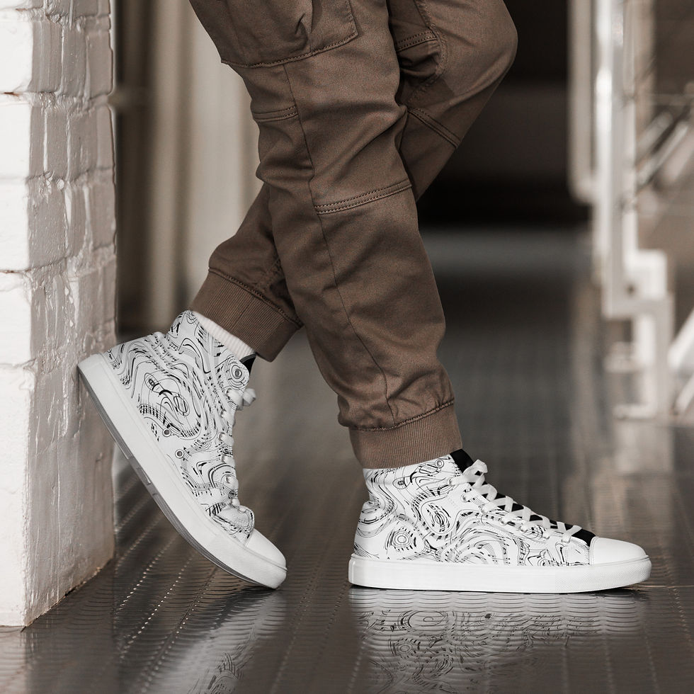 Thumbnail: Walking on Music high top canvas shoes