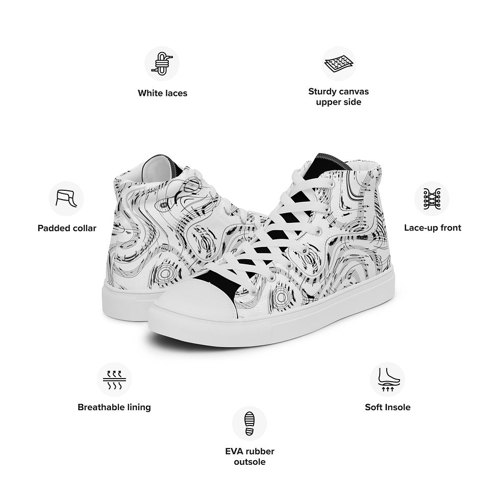 Thumbnail: Walking on Music high top canvas shoes