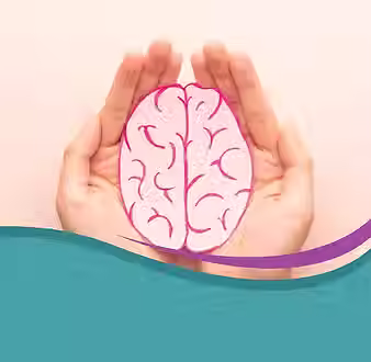Hands holding brain representing neuropsychology and cognitive support