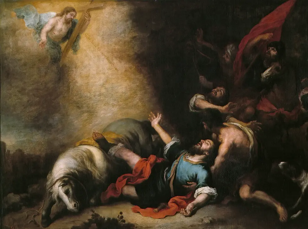 Saul of Tarsus Knocked of his horse by Jesus: The Conversion of Saint Paul Bartolome Esteban Murillo, 1675-1682, PUBLIC DOMAIN