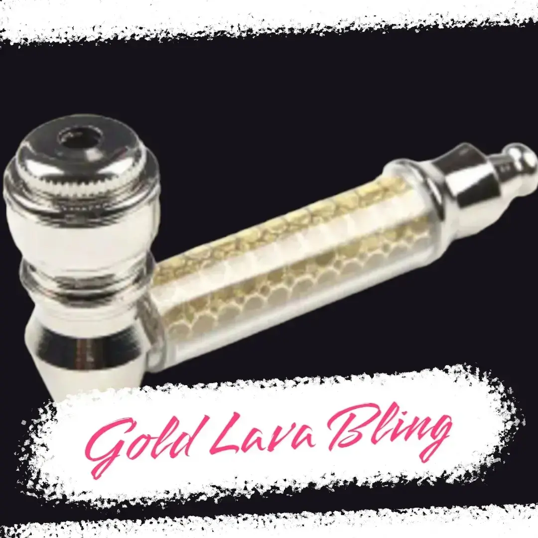 Gold Lava Bling Metal Smoking Pipe
