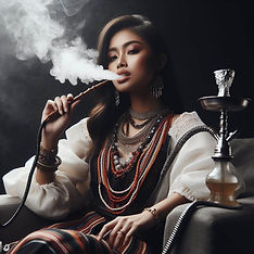 Filipina Woman Smoking a Hookah