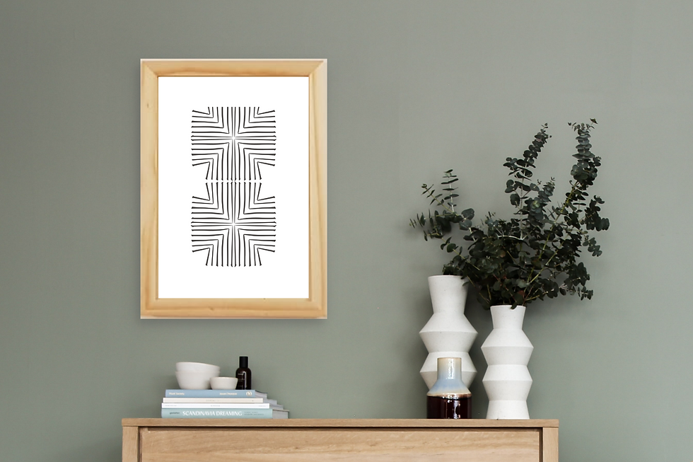 תמונה ממוזערת: תמונה ממוסגרת לבית בסגנון מודרני - אבסטרקט בצבעוניות ניטרלית - שחור לבן