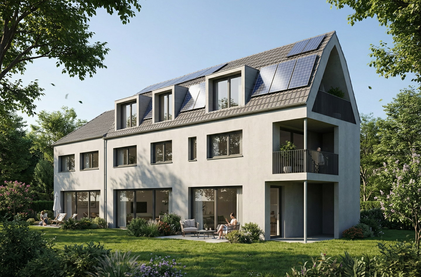 Dachaufstockung Münchenstein – Visualisierung Aufstockung mit Photovoltaikanlage