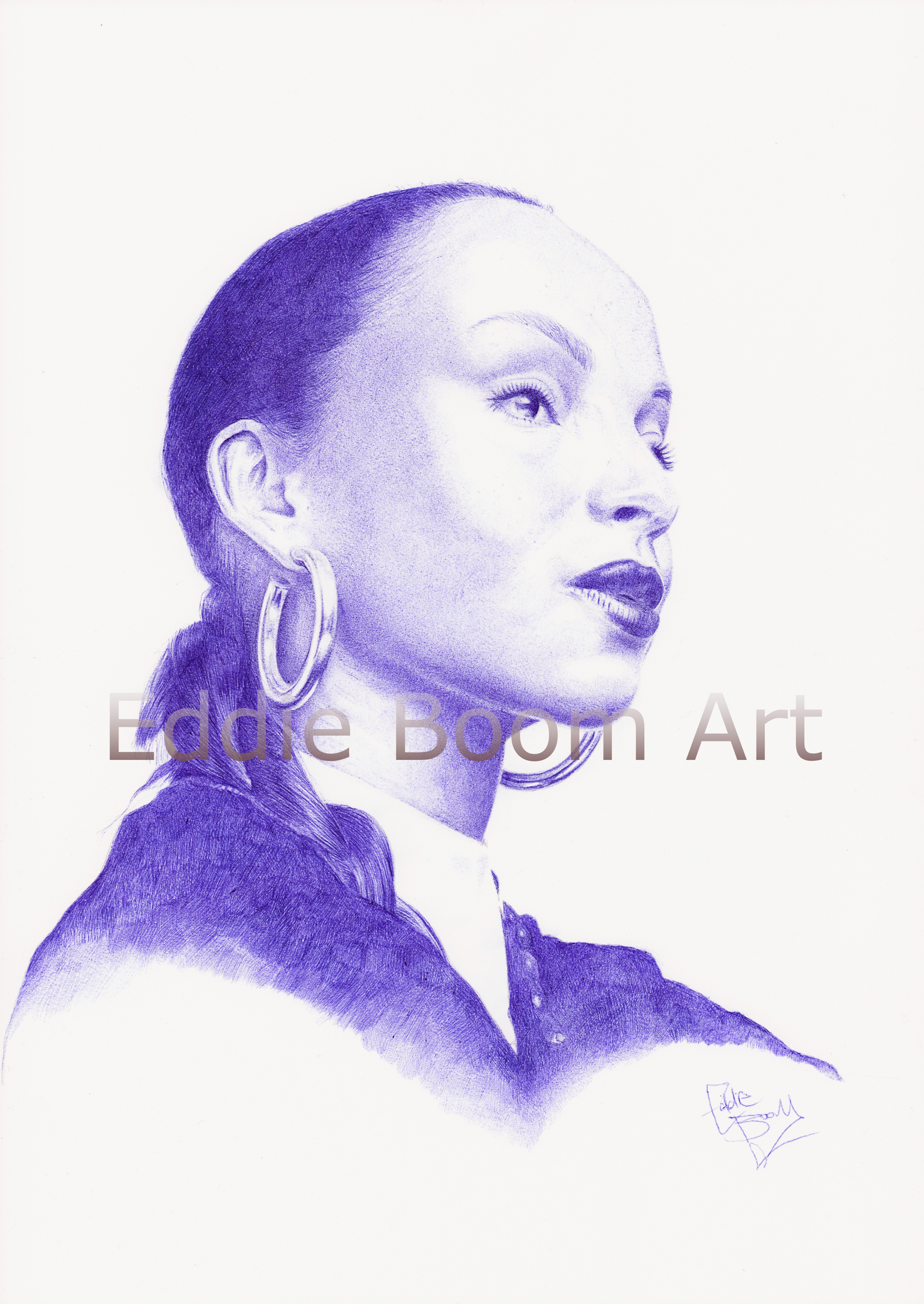 Sade Bic pen drawing Fine Art Print