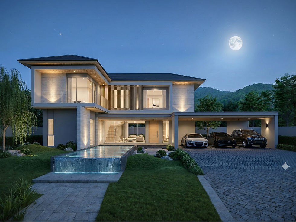 รับสร้างบ้านสไตล์ Modern ดีไซน์ทันสมัยในอุดรธานี ขอนแก่น หนองคาย ฟังก์ชันครบ ตอบโจทย์ชีวิตคนรุ่นใหม่ ในงบ 5-20 ล้านบาท มั่นใจ
