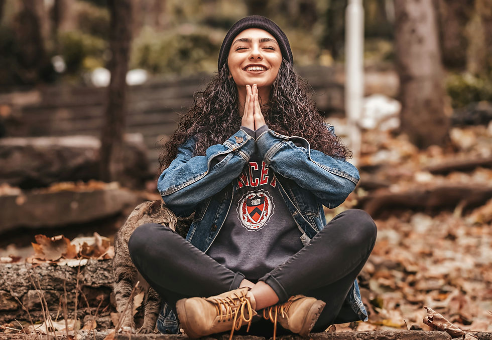 Grounded stress relief techniques like mindfulness and breathing exercises