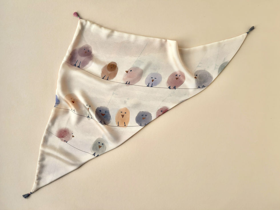 Thumbnail: Qeiwa vintage triangle silk scarf