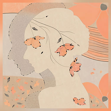 Qeiwa silk scarves with restrained muted artistic illustrations. Elegant Gift for a refined person
