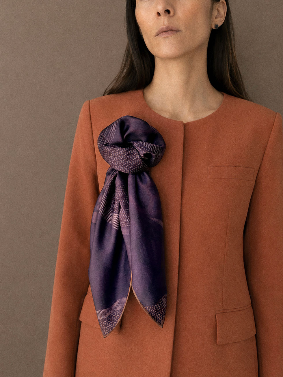 Qeiwa silk scarf in deep purple colour