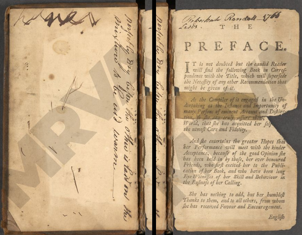 Book, 'English Housewifry' By Elizabeth Moxon, Belonging To Rebekah Randall