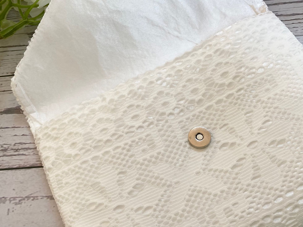 Thumbnail: White Crochet  Style Lace Clutch Bag