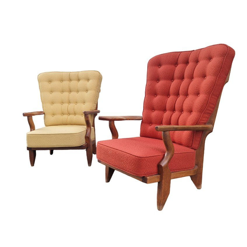 Pair of “Grand Repos” armchairs by Guillerme & Chambron, 1960s France