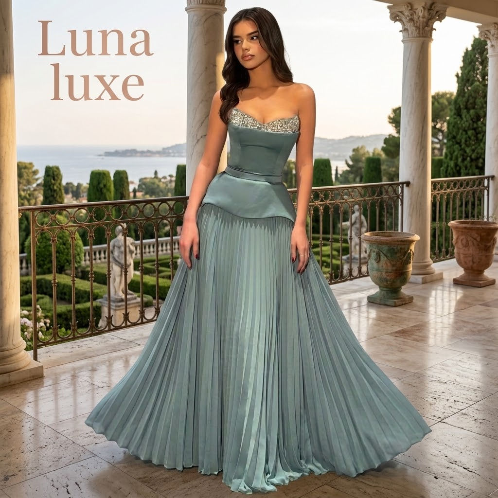 Luna Luxe™ Gabrielle Pleated Gown