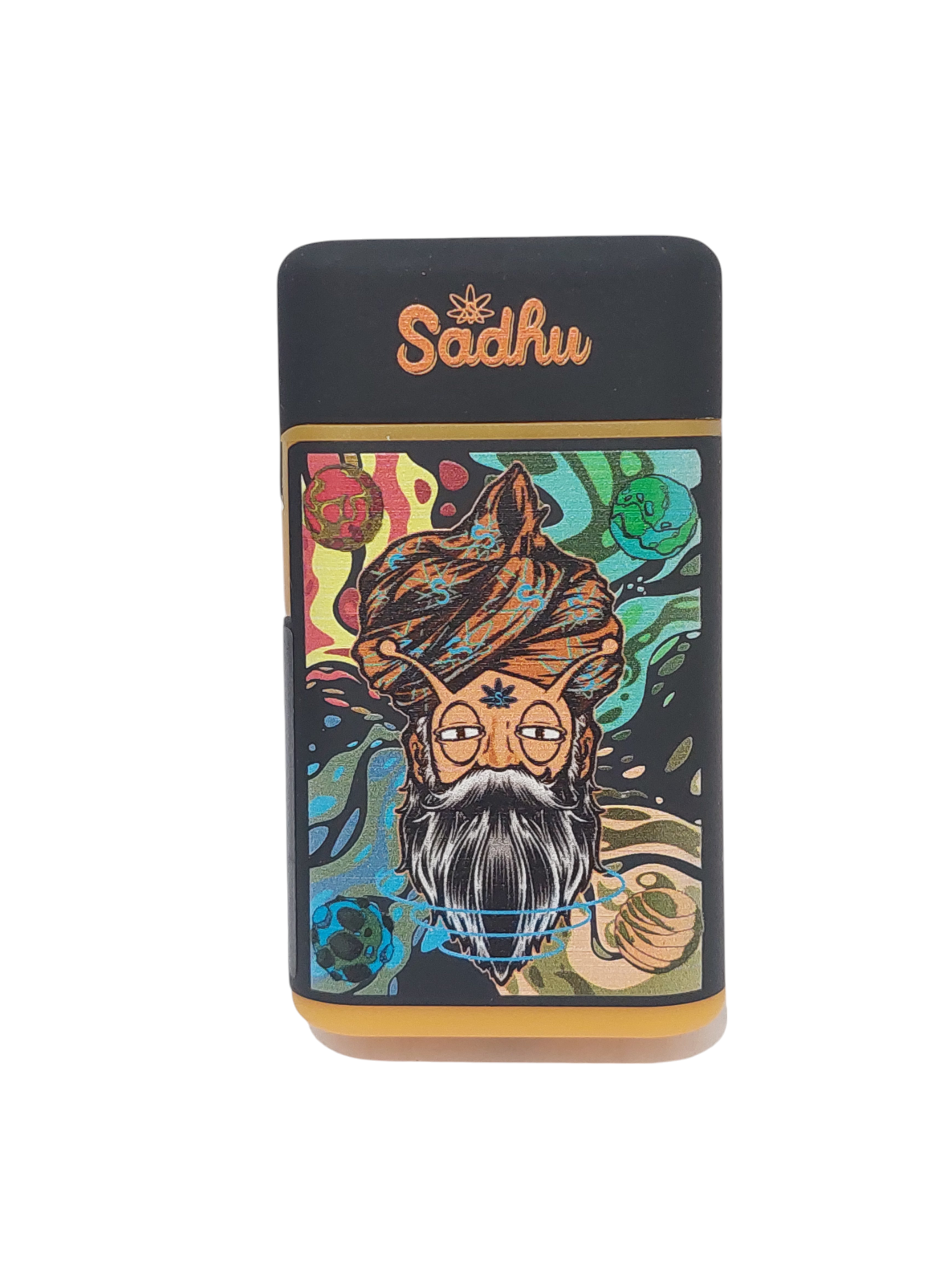 Isqueiro Maçarico Colecionável Sadhu - Galáctico /Preto e Laranja