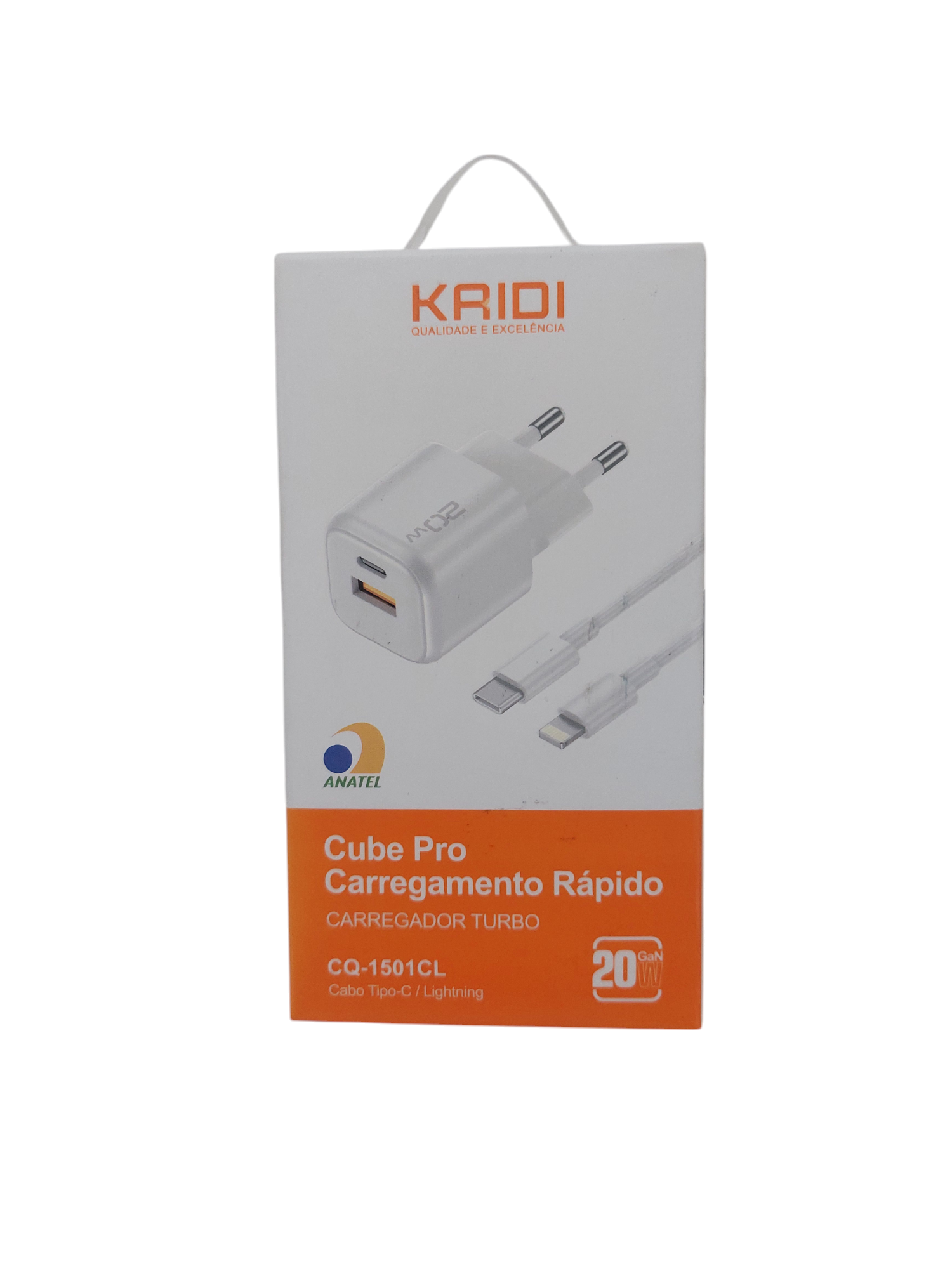 Carregador Turbo 20W / Entradas USB e Tipo C - Com Cabo Tipo-C para Lightning
