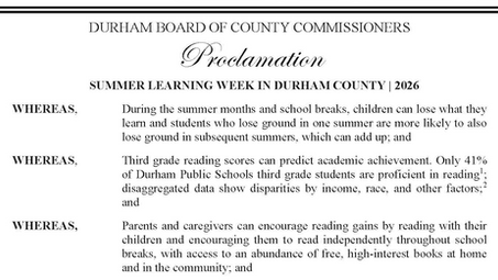 Celebración de la Semana del Aprendizaje de Verano en el condado de Durham
