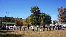 Friendship circle during the Haliwa-Saponi Tribal School's Native American Heritage Celebration.