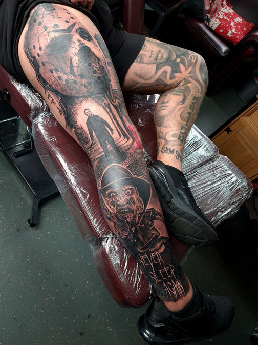 horror outer leg sleeve by liam rebel