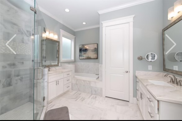 full home coastal inspired renovation, master bathroom renovation in Houston, TX in the Heights, downtown Houston, interior designer, design firm, by design interior