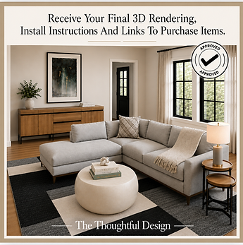 inspiration rendering - living room of moodboard design process