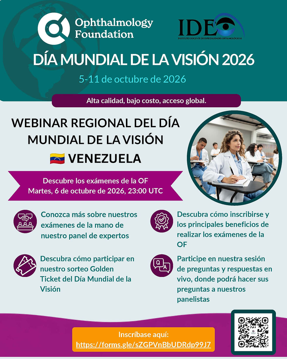 Webinar sobre los exámenes de ls Ophthalmology Foundation en Venezuela desde la clínica de ojos IDEO en Maracaibo.