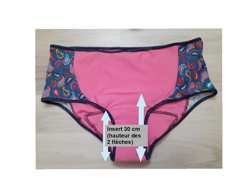 Miniature : Shorty menstruel flux important et son insert amovible,modèle CACTUS