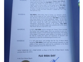 Mayor Levine of Miami declared March 26 officially “Flo Rida Day”