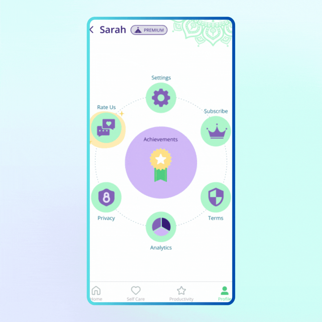 A GIF showing where the Setting tab is present, on the Profile screen