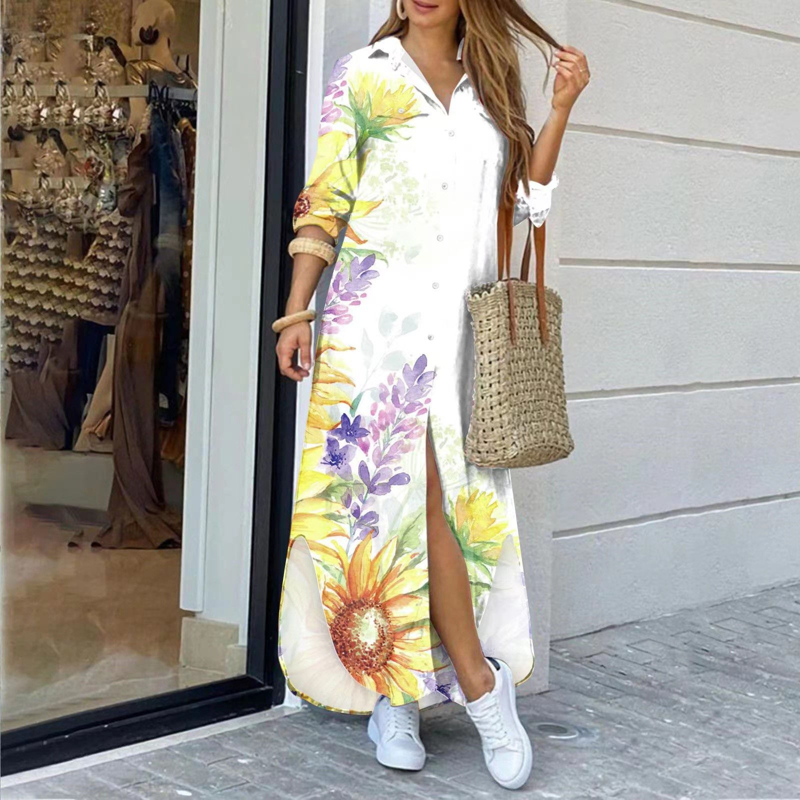 Botton Down Floral Dress