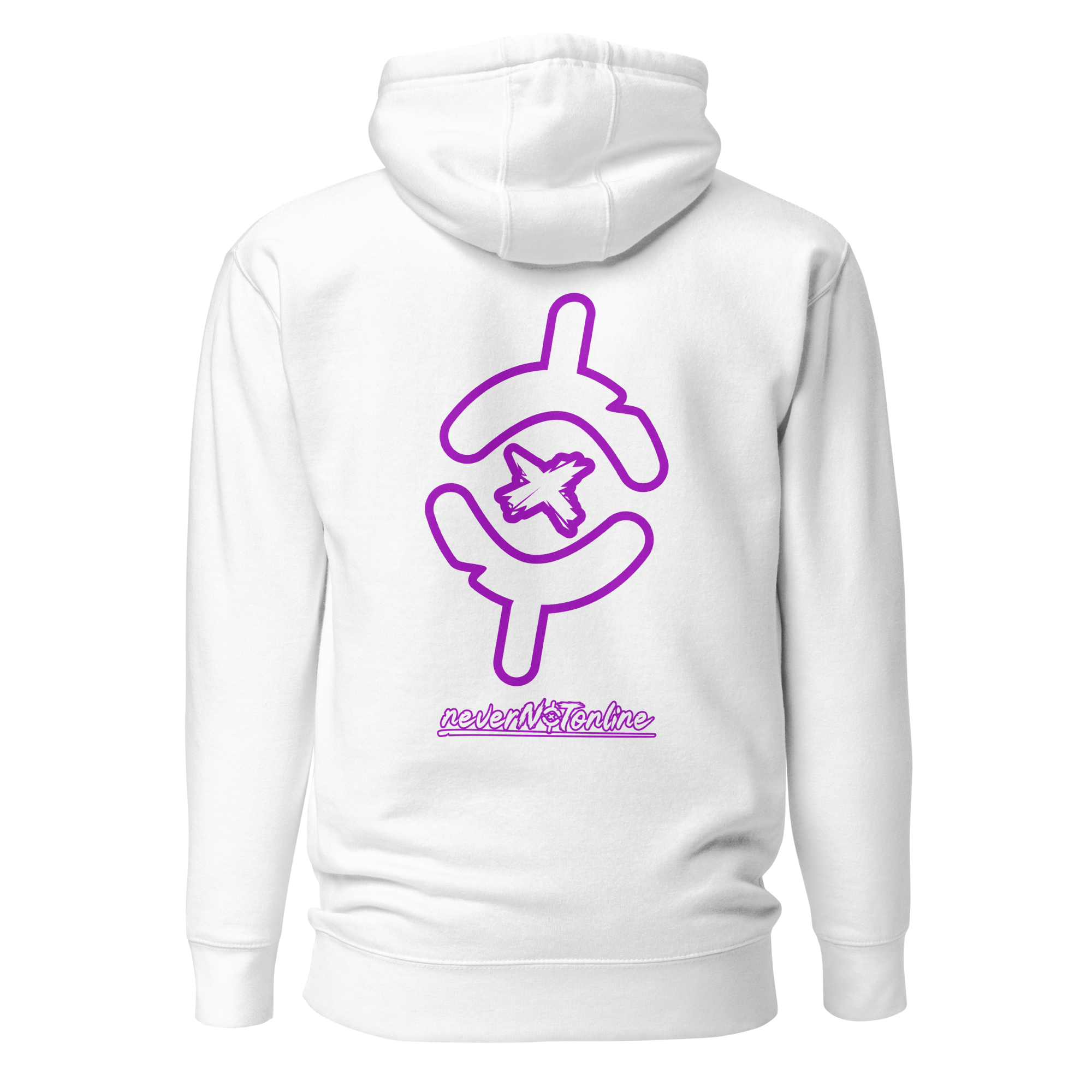 NeverNotOnline Kapuzenpullover | Front gestickt + Back Print