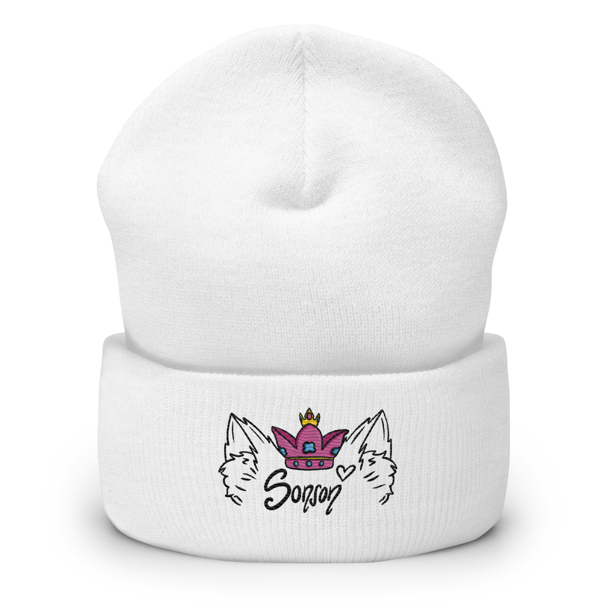 SonsonKatzenfell "Ears-Crown" Beanie gestickt