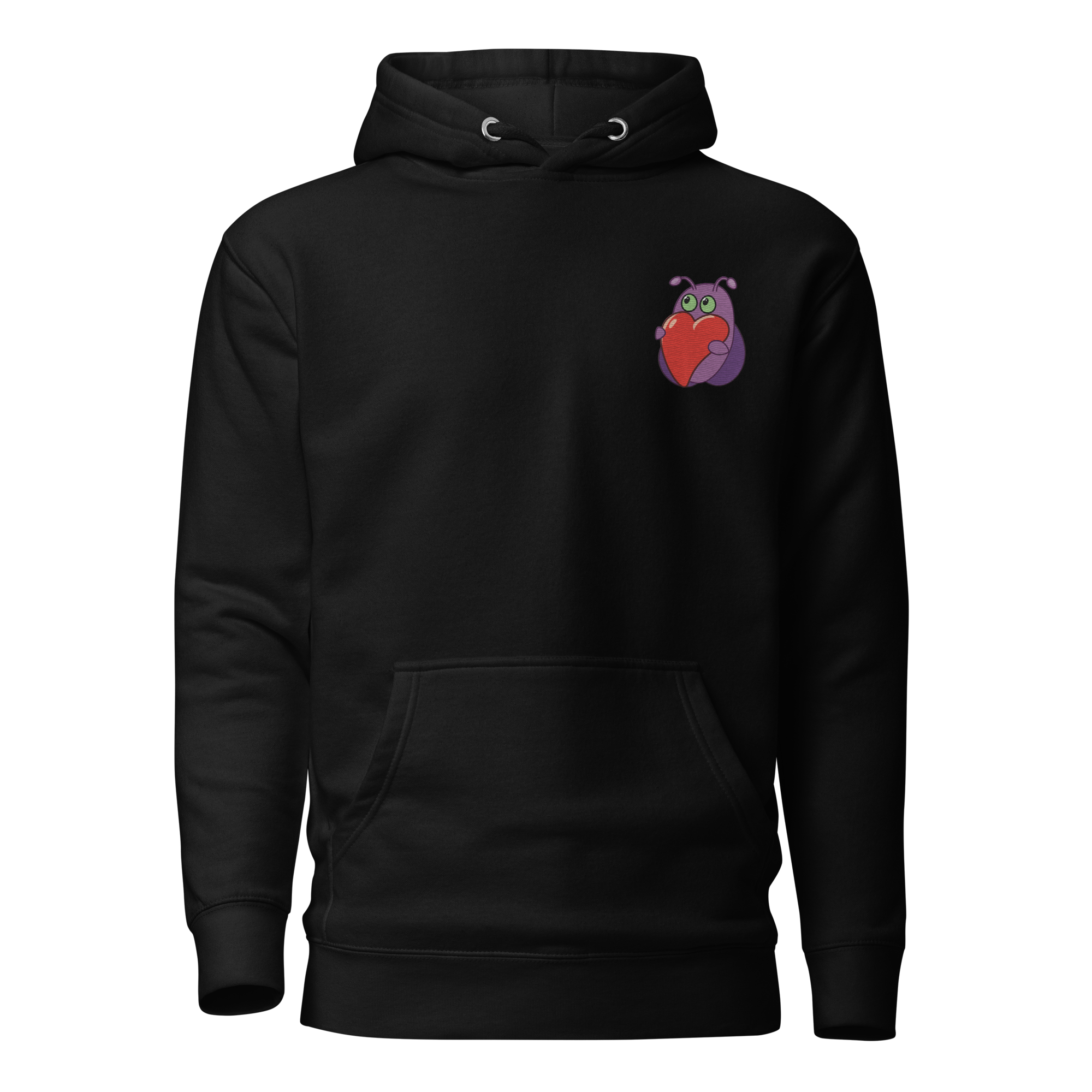 Neonmotte Love eMotte Kapuzenpullover | Front gestickt