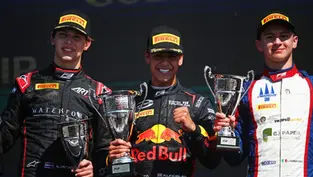 F3: Arvid Lindblad wins on debut in Bahrain